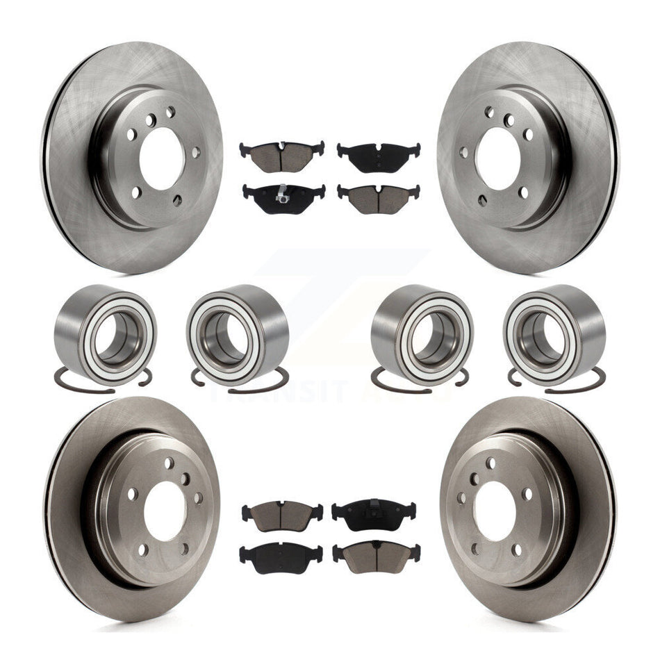 Front Rear Wheel Bearings Disc Brake Rotors And Ceramic Pads Kit (10Pc) For 2001-2005 BMW 325xi KBB-117372