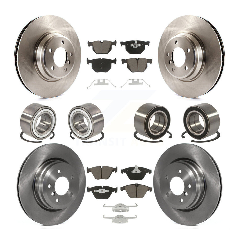 Front Rear Wheel Bearings Disc Brake Rotors And Ceramic Pads Kit (10Pc) For BMW 335i xDrive 335xi KBB-117377
