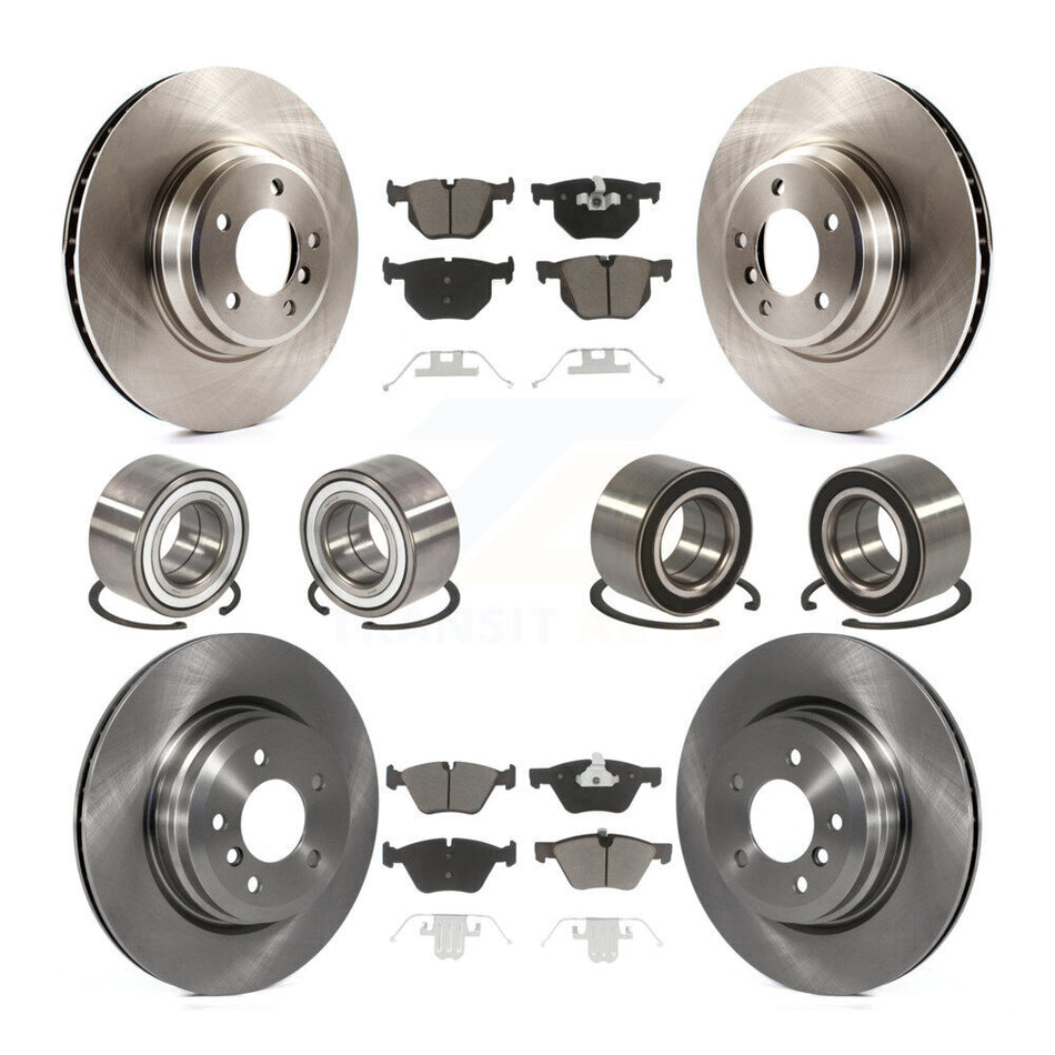 Front Rear Wheel Bearings Disc Brake Rotors And Ceramic Pads Kit (10Pc) For 2007 BMW 335xi KBB-117378