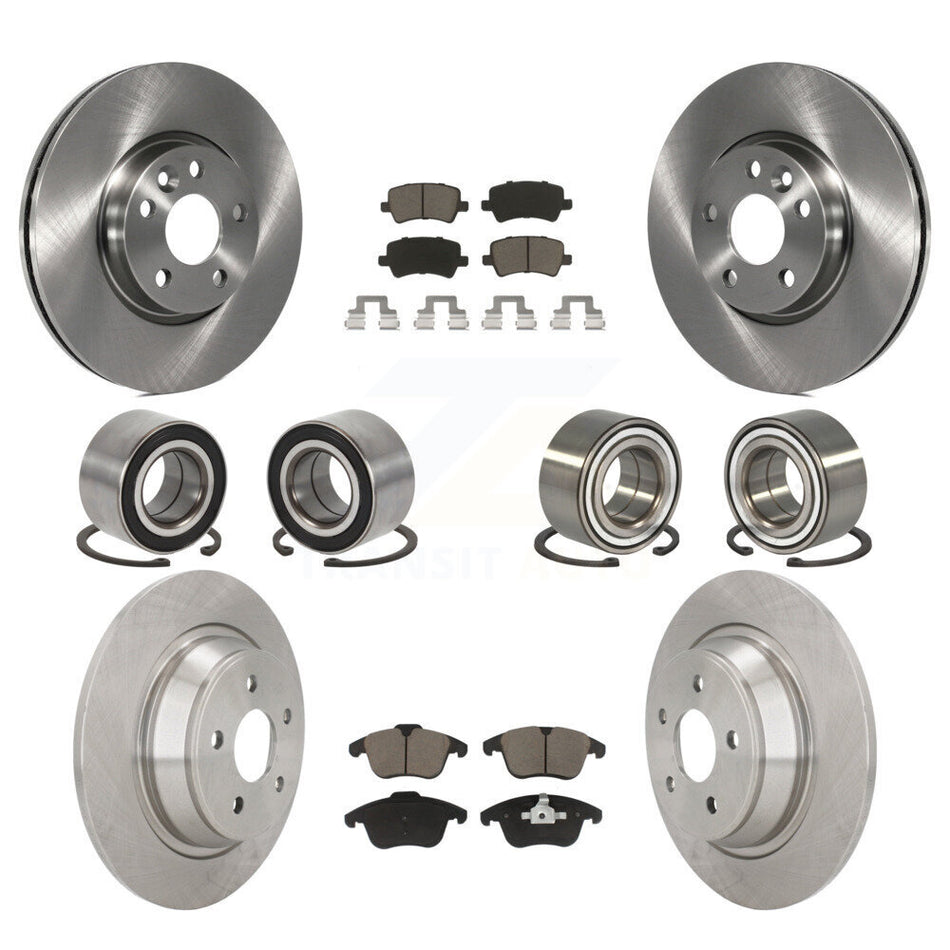 Front Rear Wheel Bearings Disc Brake Rotors And Ceramic Pads Kit (10Pc) For 2012-2015 Land Rover Range Evoque KBB-117380