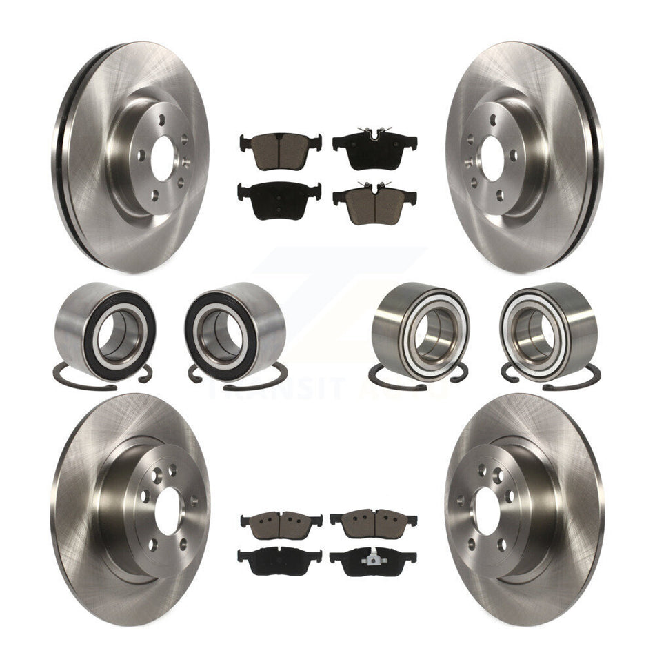 Front Rear Wheel Bearings Disc Brake Rotors And Ceramic Pads Kit (10Pc) For 2016-2018 Land Rover Range Evoque With 325mm Diameter Rotor KBB-117382
