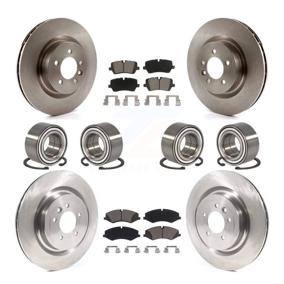 Front Rear Wheel Bearings Disc Brake Rotors And Ceramic Pads Kit (10Pc) For 2017 Land Rover Range Sport HSE SE with GAS engine KBB-117385