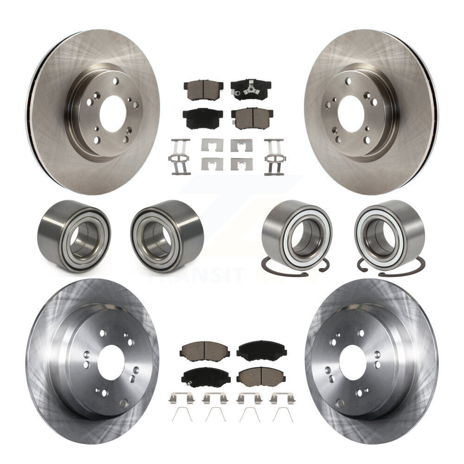 Front Rear Wheel Bearings Disc Brake Rotors And Ceramic Pads Kit (10Pc) For 2005-2006 Honda CR-V KBB-117389