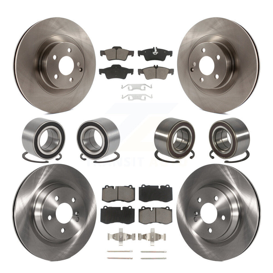 Front Rear Wheel Bearings Disc Brake Rotors And Ceramic Pads Kit (10Pc) For 2012 Mercedes-Benz S350 With Sport Package KBB-117404
