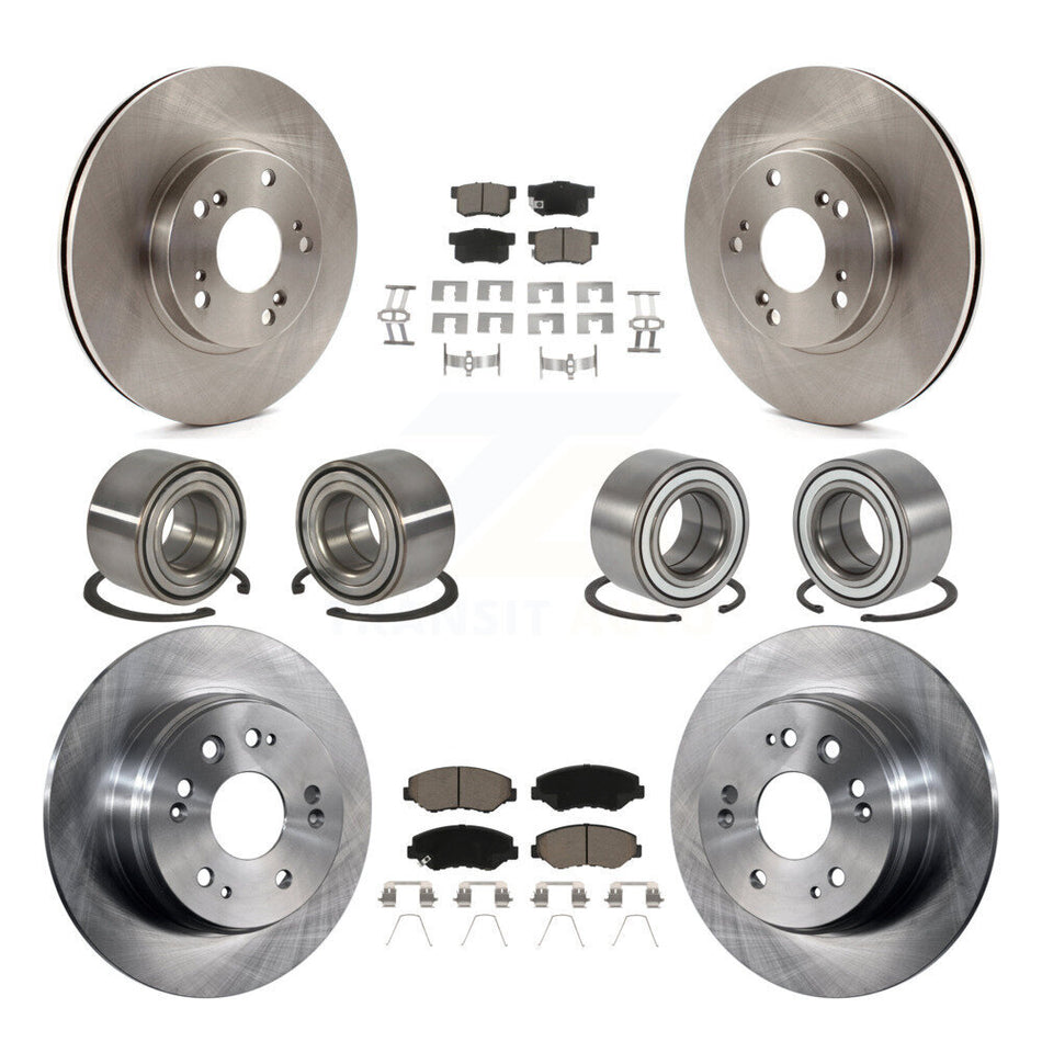 Front Rear Wheel Bearings Disc Brake Rotors And Ceramic Pads Kit (10Pc) For Honda CR-V KBB-117405