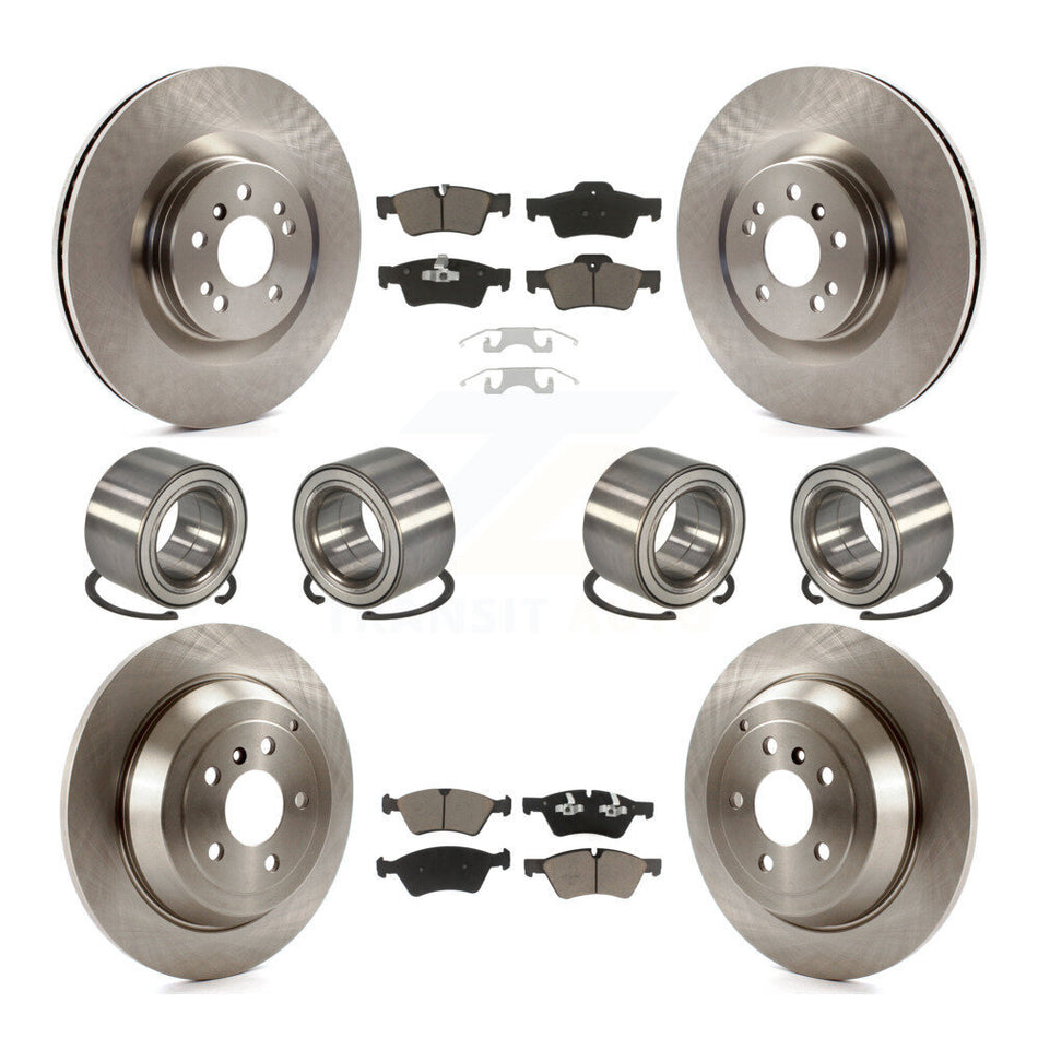 Front Rear Wheel Bearings Disc Brake Rotors And Ceramic Pads Kit (10Pc) For 2007-2009 Mercedes-Benz ML320 With 350mm Diameter Rotor KBB-117408