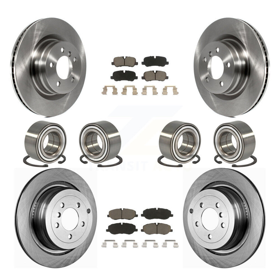 Front Rear Wheel Bearings Disc Brake Rotors And Ceramic Pads Kit (10Pc) For 2006-2009 Land Rover Range Naturally Aspirated KBB-117419