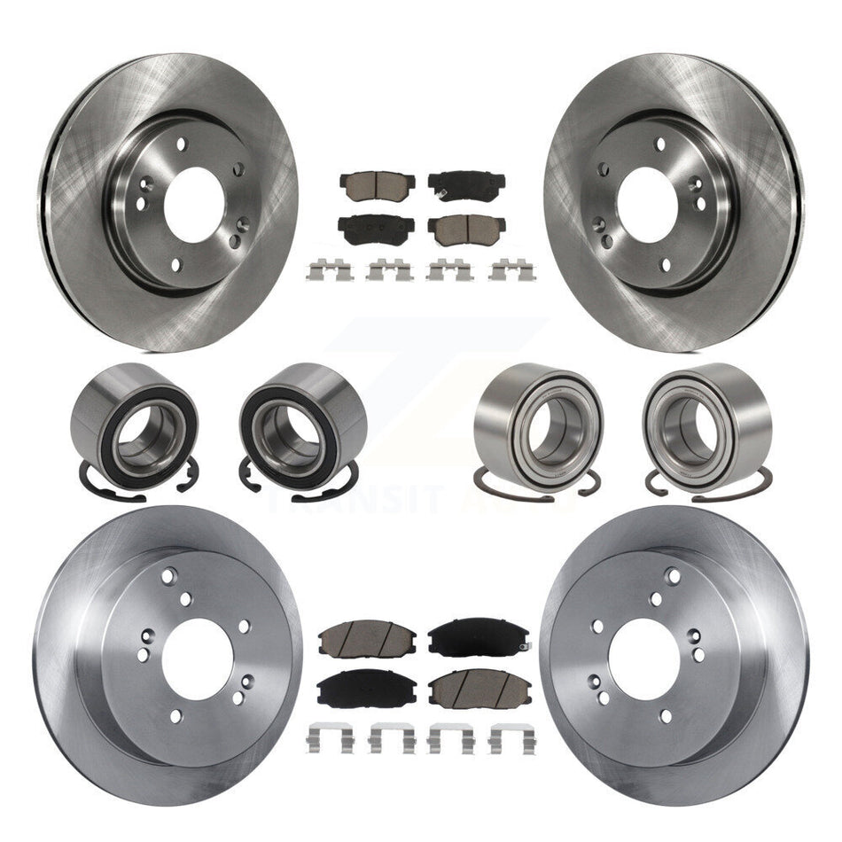 Front Rear Wheel Bearings Disc Brake Rotors And Ceramic Pads Kit (10Pc) For Hyundai Santa Fe With 276mm Diameter Rotor KBB-117422
