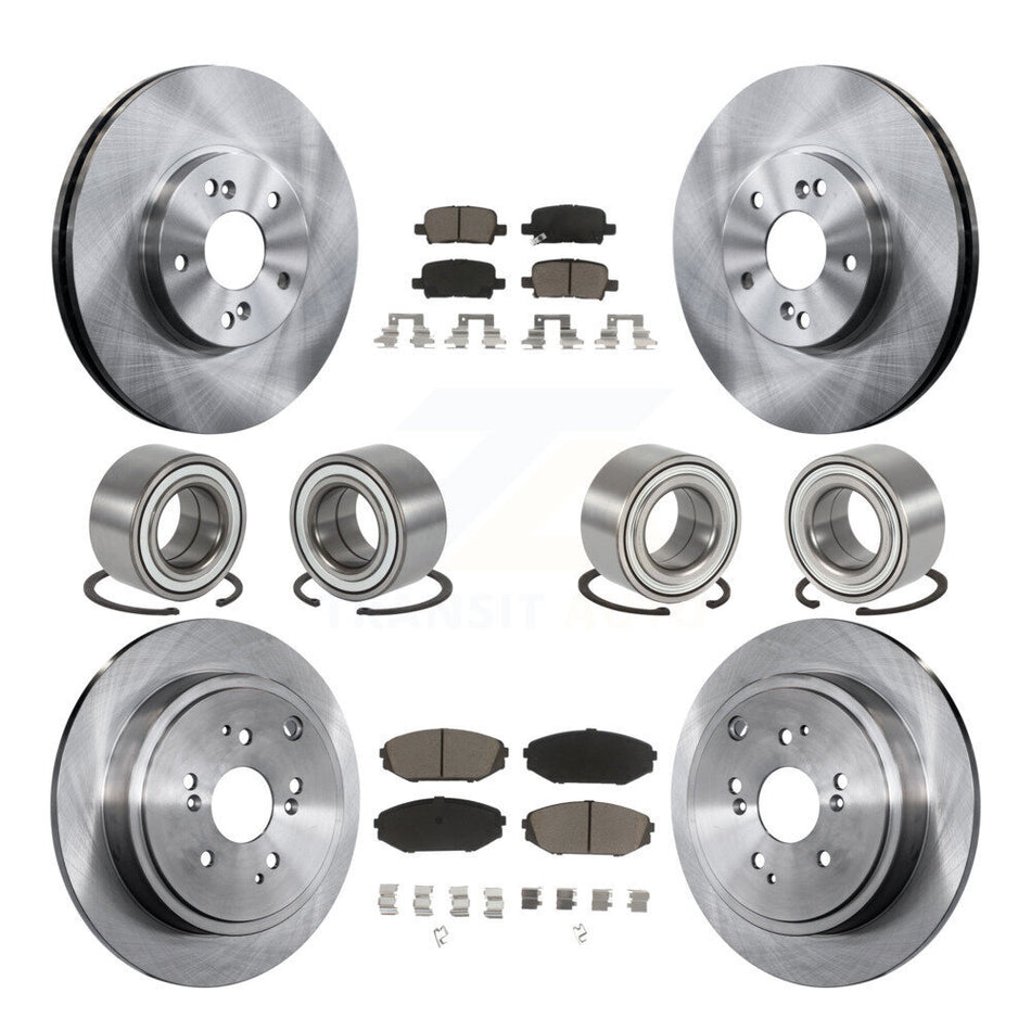 Front Rear Wheel Bearings Disc Brake Rotors And Ceramic Pads Kit (10Pc) For 2001-2002 Acura MDX KBB-117435