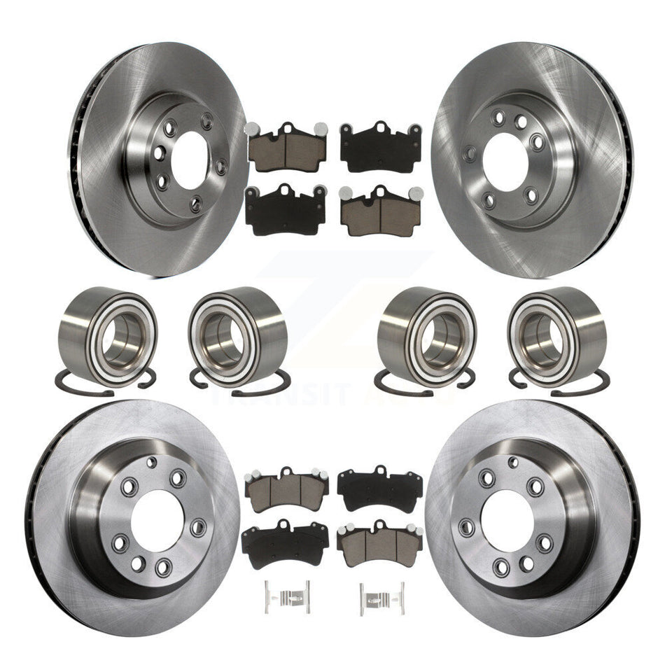 Front Rear Wheel Bearings Disc Brake Rotors And Ceramic Pads Kit (10Pc) For Audi Q7 Volkswagen Touareg KBB-117440