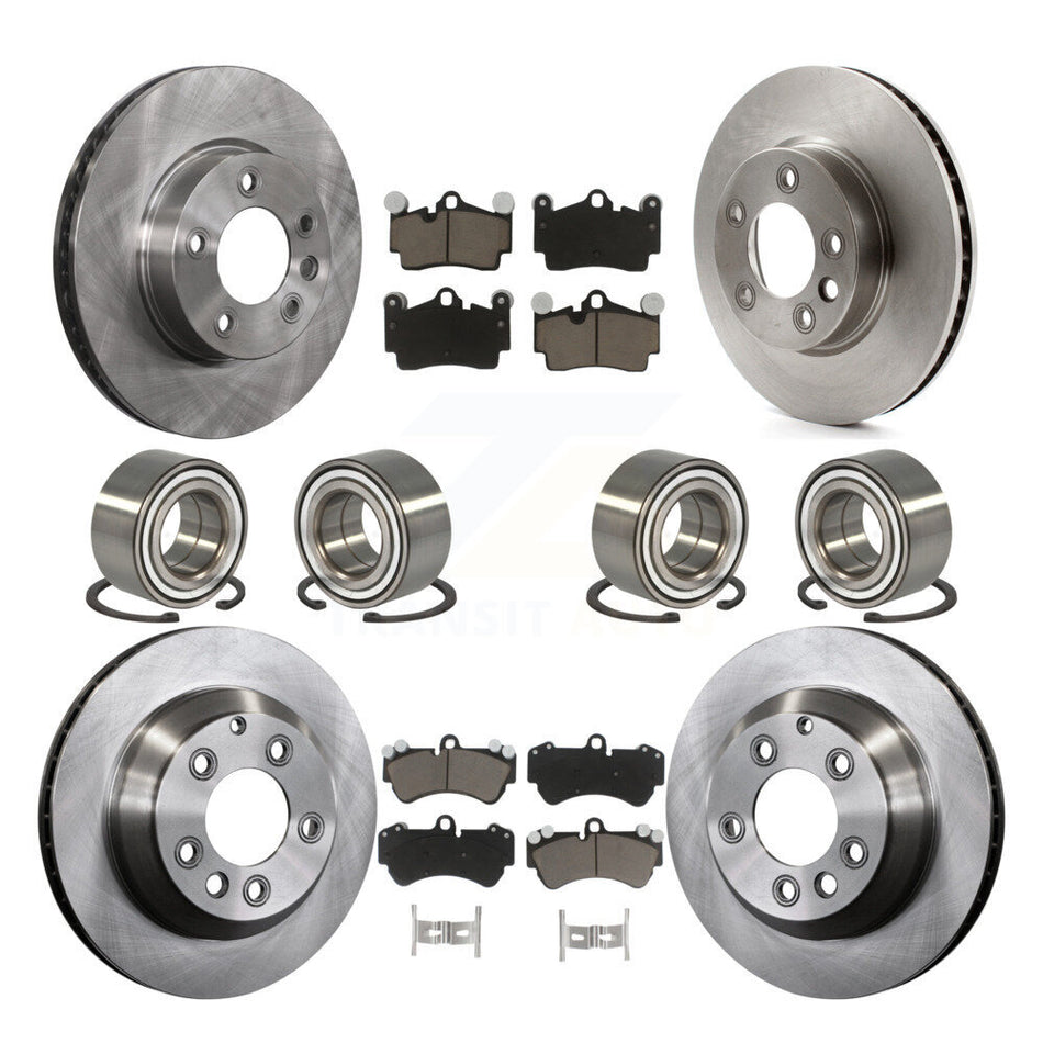 Front Rear Wheel Bearings Disc Brake Rotors And Ceramic Pads Kit (10Pc) For Porsche Cayenne Volkswagen Touareg With 330mm Diameter Rotor KBB-117441