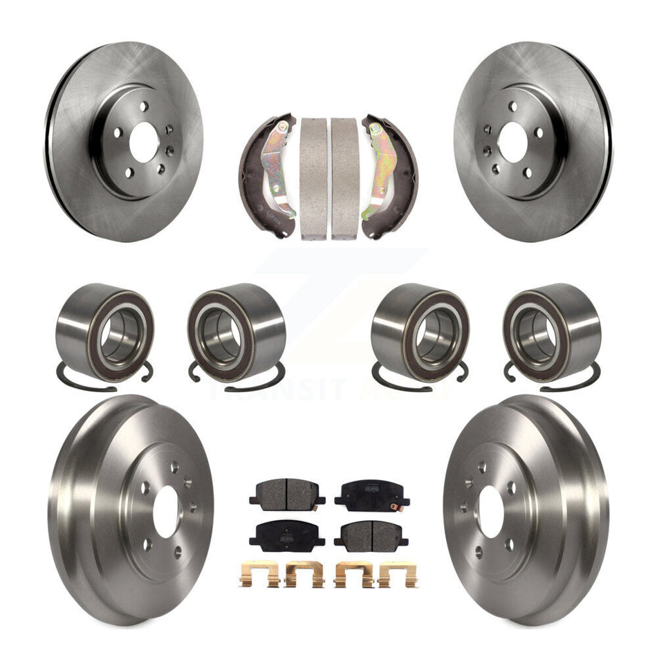 Front Rear Wheel Bearings Disc Brake Rotors And Semi-Metallic Pads Shoes Kit (10Pc) For Chevrolet Trax AWD KBB-117444