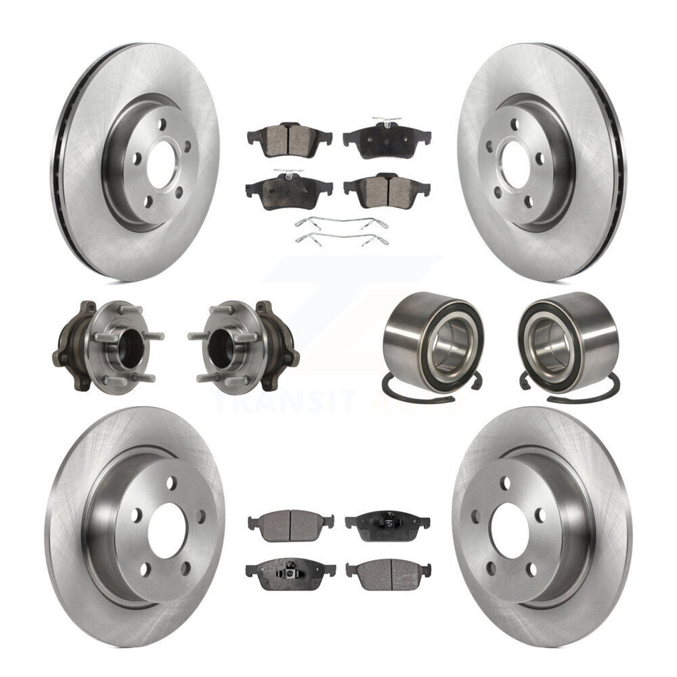 Front Rear Wheel Hub Bearings Assembly Disc Brake Rotors And Semi-Metallic Pads Kit (10Pc) For 2018 Ford Connect From 05 28 18 KBB-117448