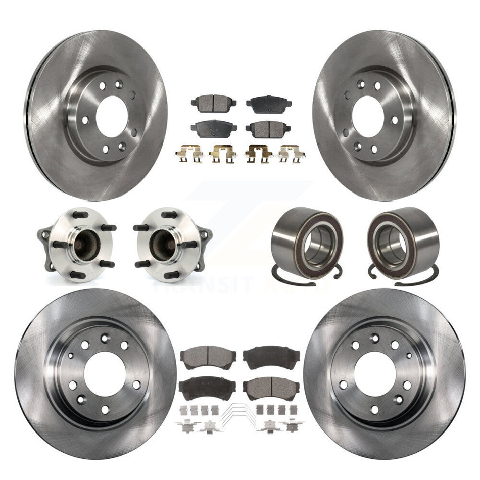 Front Rear Wheel Hub Bearings Assembly Disc Brake Rotors And Semi-Metallic Pads Kit (10Pc) For 2009-2013 Mazda 6 2.5L KBB-117451