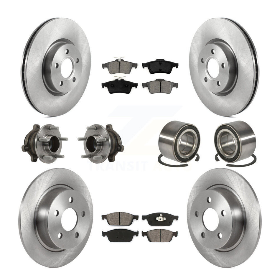 Front Rear Wheel Hub Bearings Assembly Disc Brake Rotors And Semi-Metallic Pads Kit (10Pc) For 2018 Ford Connect From 05 28 18 KBB-117456