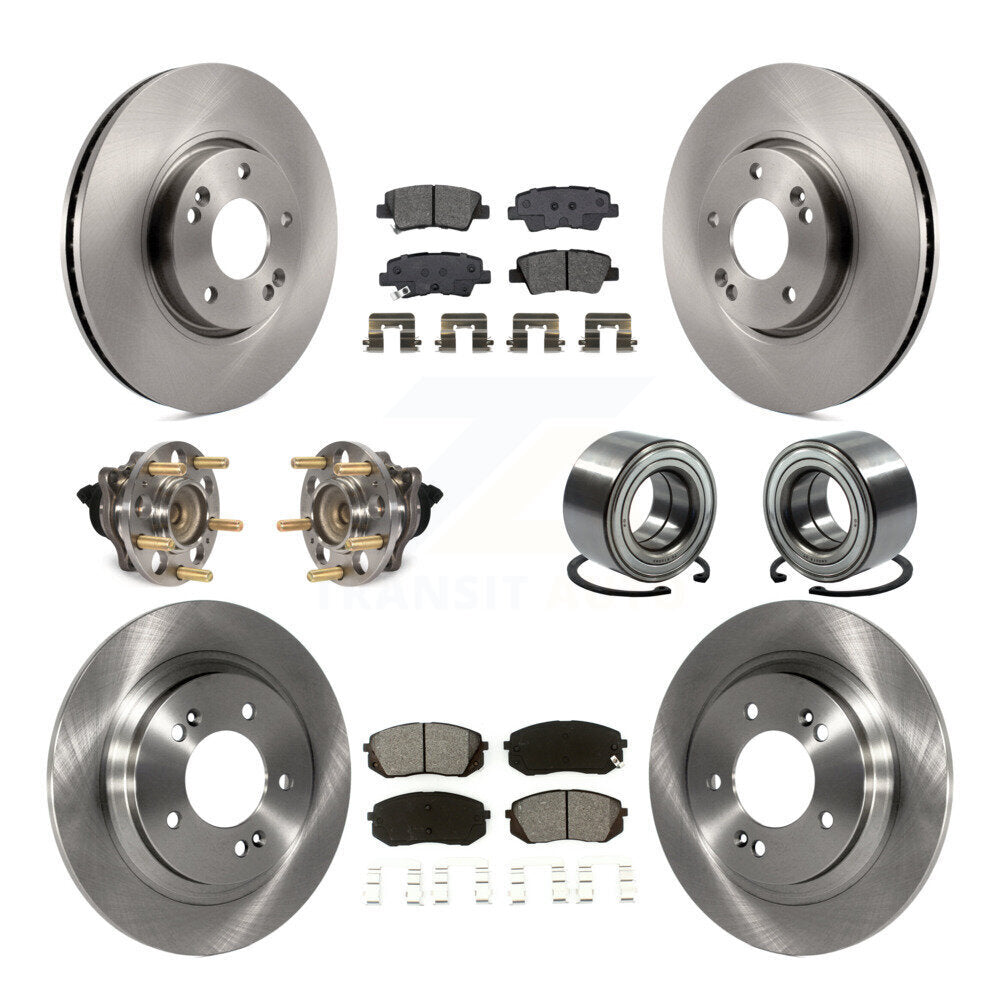 Front Rear Hub Bearing Disc Brake Rotor And Semi-Metallic Pads Kit (10Pc) For Kia Soul EV KBB-117463
