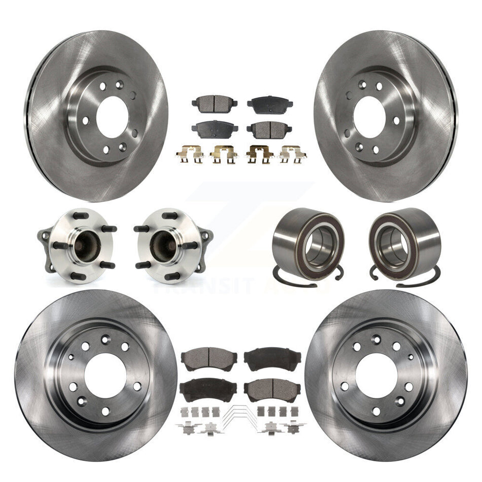 Front Rear Wheel Hub Bearings Assembly Disc Brake Rotors And Ceramic Pads Kit (10Pc) For 2009-2013 Mazda 6 2.5L KBB-117468