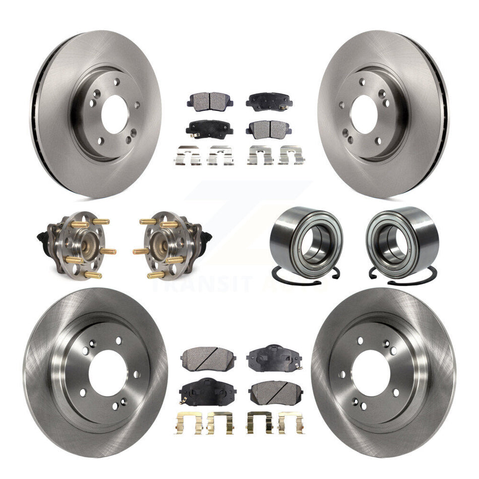 Front Rear Wheel Hub Bearings Assembly Disc Brake Rotors And Ceramic Pads Kit (10Pc) For Kia Soul EV KBB-117470