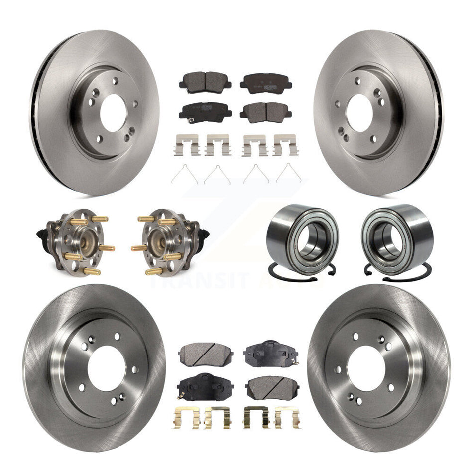 Front Rear Wheel Hub Bearings Assembly Disc Brake Rotors And Ceramic Pads Kit (10Pc) For 2016 Kia Soul EV From Chassis VIN #160921 KBB-117471
