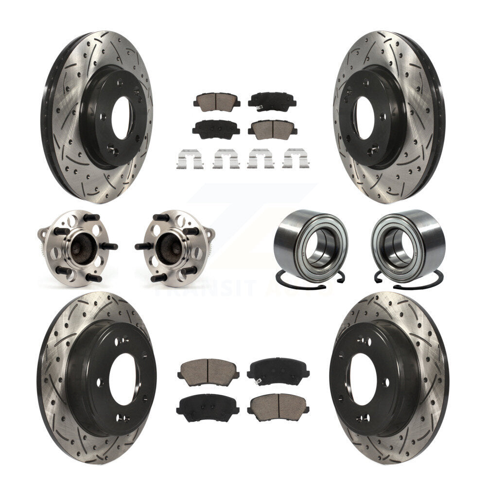 Front Rear Hub Bearing Coated Brake Rotor Pad Kit (10Pc) For Hyundai Elantra GT Kia Forte KBB-117502