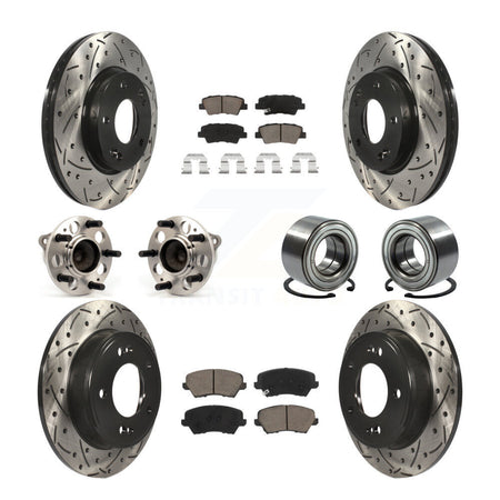 Front Rear Hub Bearing Coated Brake Rotor Pad Kit (10Pc) For Hyundai Elantra GT Kia Forte KBB-117502