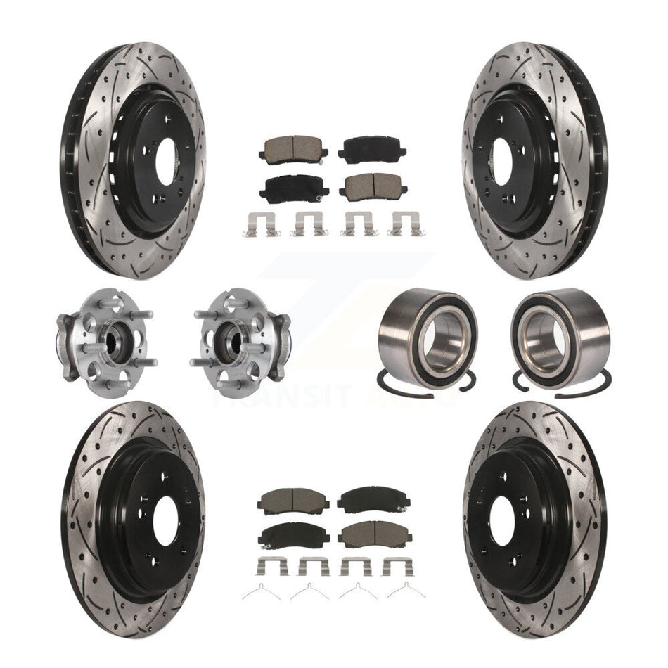 Front Rear Hub Bearing Coated Disc Brake Rotor Pad Kit (10Pc) For 2015-2020 Acura TLX AWD KBB-117504