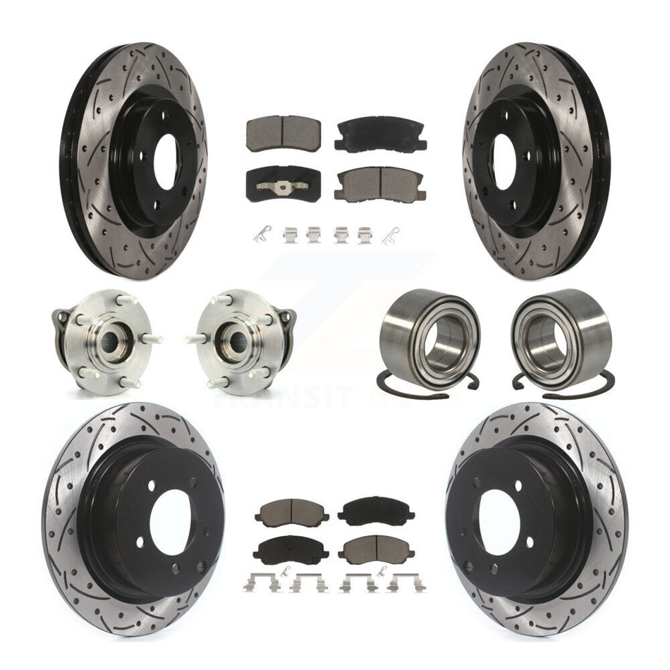 Front Rear Wheel Hub Bearings Assembly Coated Disc Brake Rotors And Ceramic Pads Kit (10Pc) For Mitsubishi Outlander Sport KBB-117521