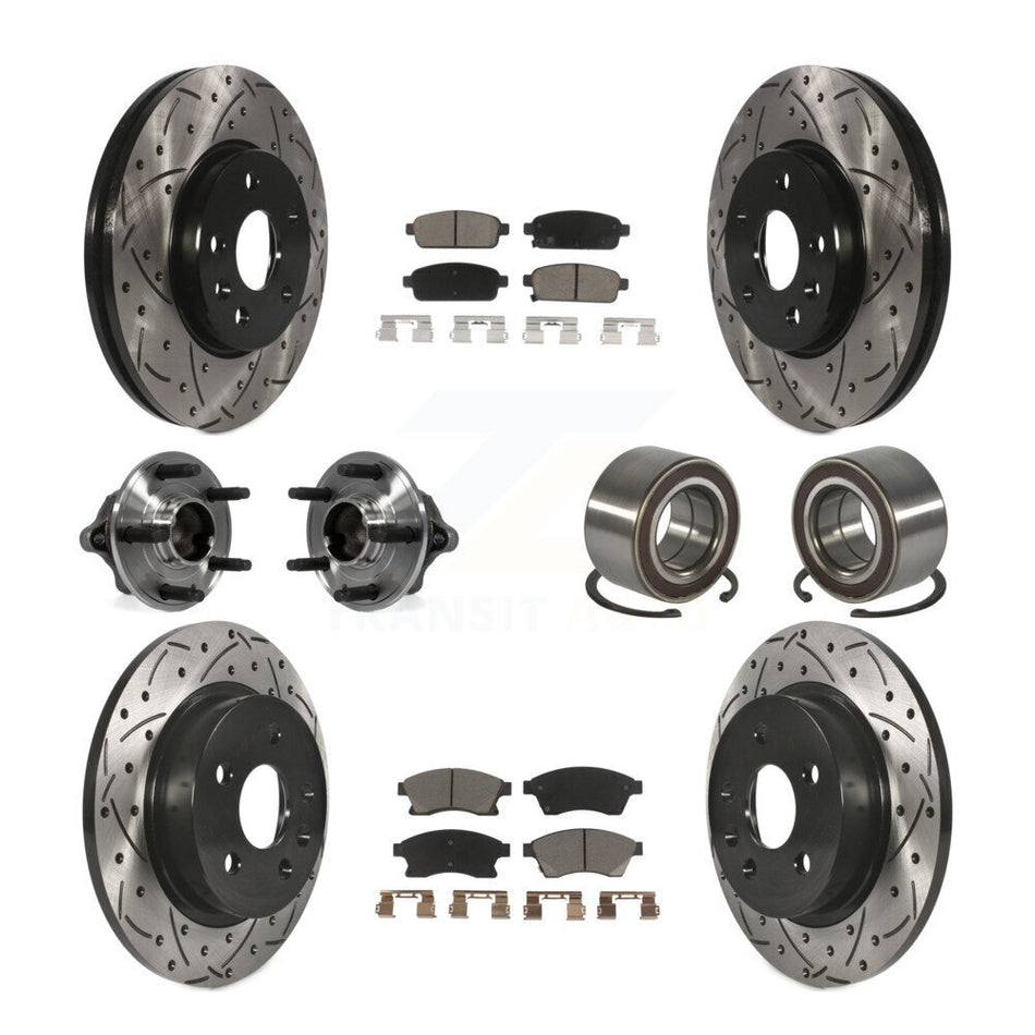 Front Rear Wheel Hub Bearings Assembly Coated Disc Brake Rotors And Ceramic Pads Kit (10Pc) For Chevrolet Sonic KBB-117530