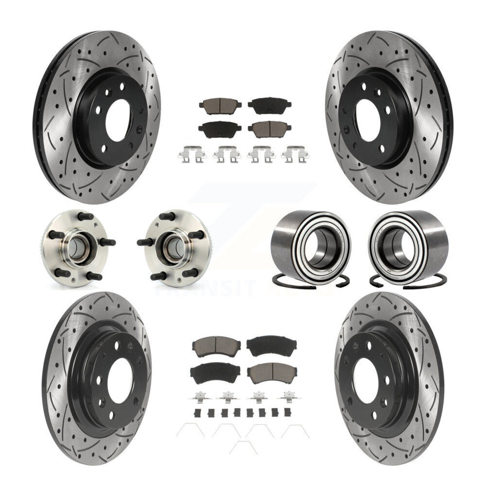 Front Rear Wheel Hub Bearings Assembly Coated Disc Brake Rotors And Ceramic Pads Kit (10Pc) For Ford Fusion Lincoln MKZ Mercury Milan Mazda 6 Zephyr KBB-117533