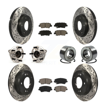 Front Rear Hub Bearing Coated Brake Rotor Pads Kit (10Pc) For Kia Forte Hyundai Forte5 GT KBB-117583