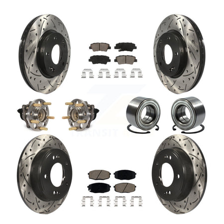 Front Rear Hub Bearing Coated Disc Brake Rotor And Pads Kit (10Pc) For 2014-2016 Kia Soul KBB-117590