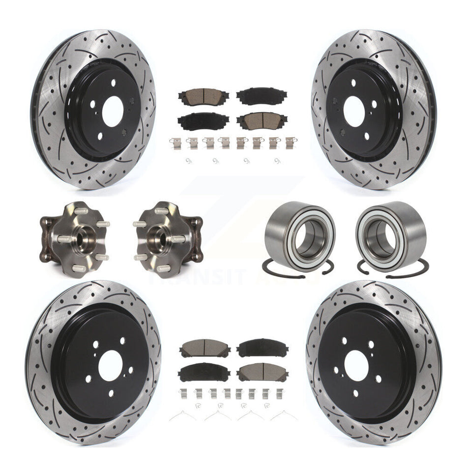 Front Rear Hub Bearing Coated Disc Brake Rotor & Pads Kit (10Pc) For 2016 Lexus RX350 AWD KBB-117601