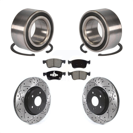 Front Wheel Bearing Coated Drilled Slotted Disc Brake Rotor And Pads Kit For Honda Accord KBB-117630