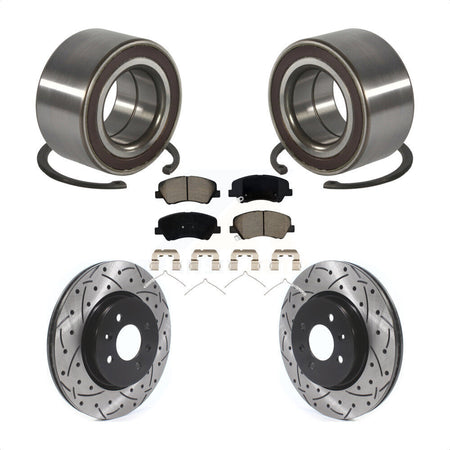 Front Wheel Bearing Coated Drilled Slotted Brake Rotor Pad Kit For Kia Rio Hyundai Accent KBB-117650