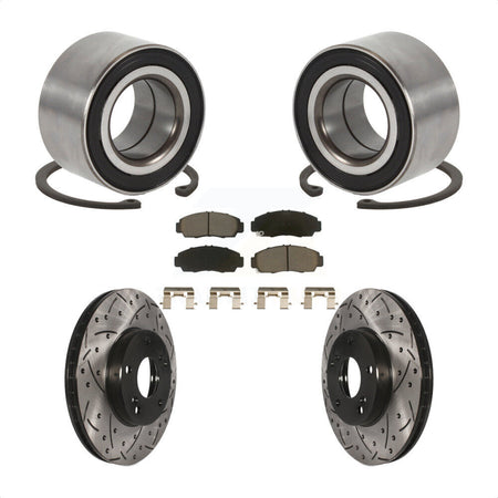 Front Wheel Bearing Coated Drilled Slotted Disc Brake Rotor And Pads Kit For Honda Accord KBB-117716
