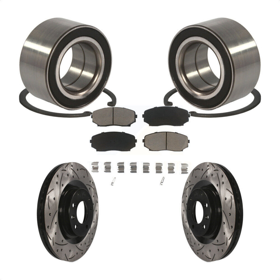 Front Wheel Bearing With Coated Drilled Slotted Disc Brake Rotors And Ceramic Pads Kit For Ford Edge Lincoln MKX Mazda CX-9 KBB-117740