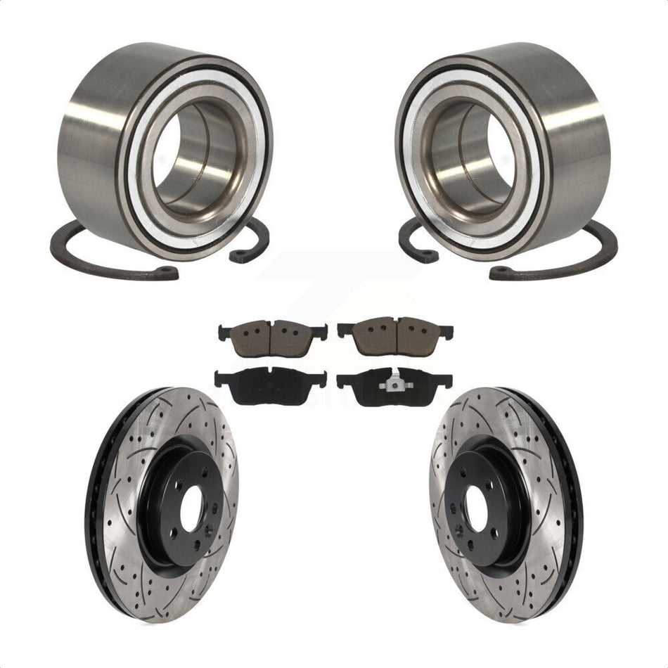 Front Wheel Bearing With Coated Drilled Slotted Disc Brake Rotors And Ceramic Pads Kit For Land Rover Discovery Sport Range Evoque Jaguar E-Pace KBB-117753