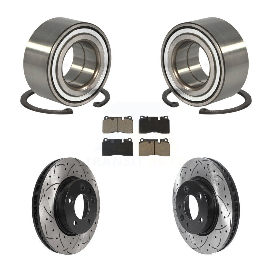 Front Wheel Bearing Coated Drilled Slotted Brake Rotor And Pad Kit For Volkswagen Touareg KBB-117768