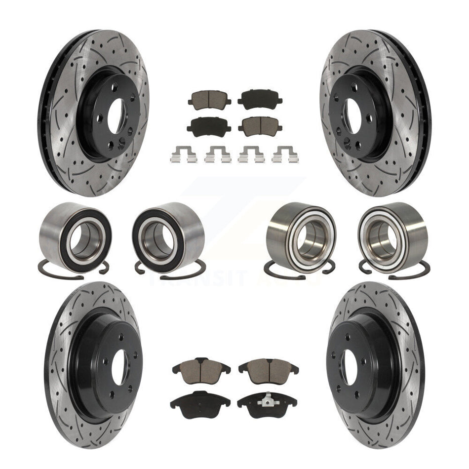 Front Rear Wheel Bearings Coated Disc Brake Rotors And Ceramic Pads Kit (10Pc) For 2012-2015 Land Rover Range Evoque KBB-117770