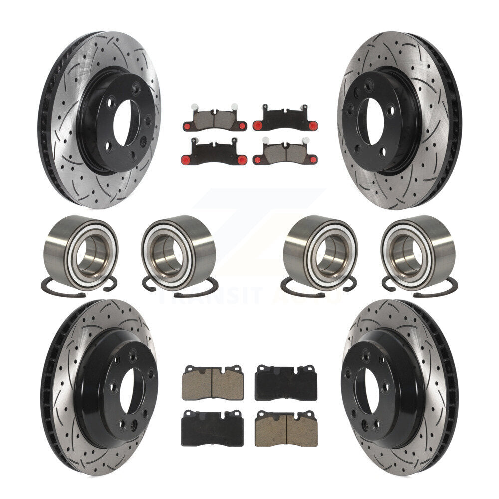 Front Rear Bearings Coated Disc Brake Rotors And Pads Kit (10Pc) For Volkswagen Touareg KBB-117784