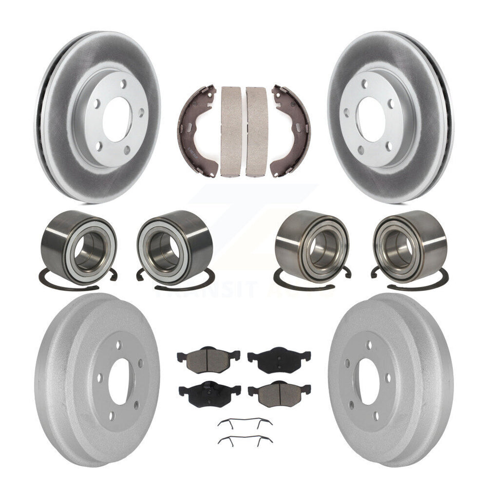 Front Rear Wheel Bearings Coated Disc Brake Rotors And Ceramic Pads Shoes Kit (10Pc) For Ford Escape Mazda Tribute Mercury Mariner KBB-117819