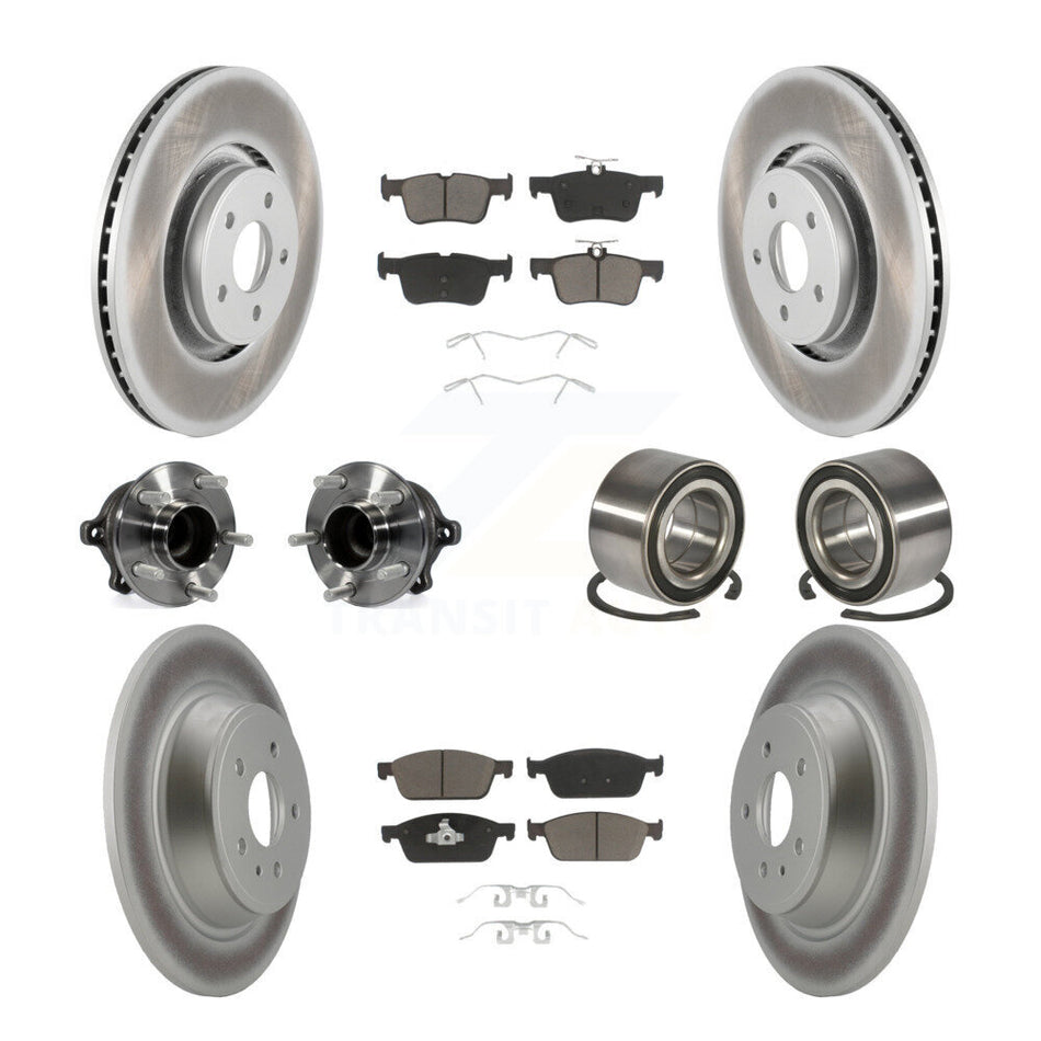 Front Rear Wheel Hub Bearings Assembly Coated Disc Brake Rotors And Ceramic Pads Kit (10Pc) For Lincoln MKC KBB-117837