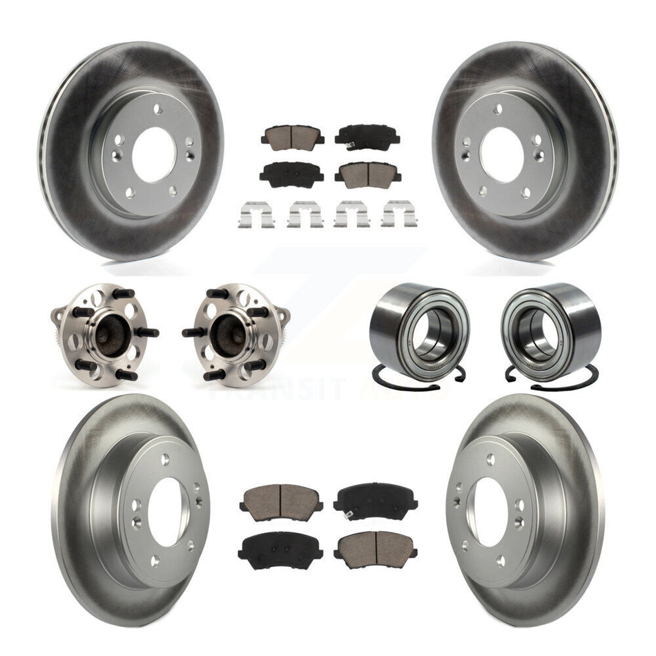 Front Rear Hub Bearing Coated Brake Rotor Pad Kit (10Pc) For Hyundai Elantra GT Kia Forte KBB-117852