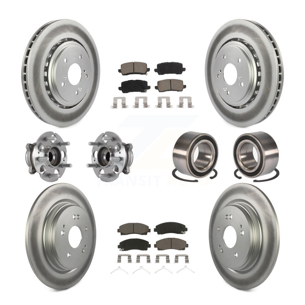 Front Rear Hub Bearing Coated Disc Brake Rotor Pad Kit (10Pc) For 2015-2020 Acura TLX AWD KBB-117860
