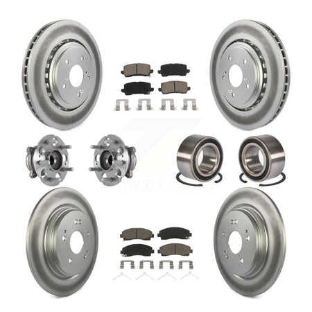 Front Rear Hub Bearing Coated Disc Brake Rotor Pad Kit (10Pc) For 2015-2020 Acura TLX AWD KBB-117860