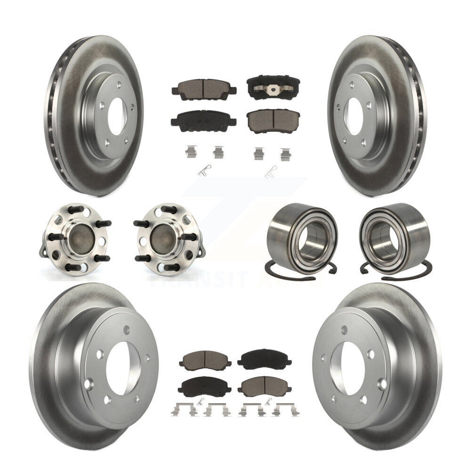 Front Rear Wheel Hub Bearings Assembly Coated Disc Brake Rotors And Ceramic Pads Kit (10Pc) For Jeep Patriot Compass Dodge Caliber KBB-117863