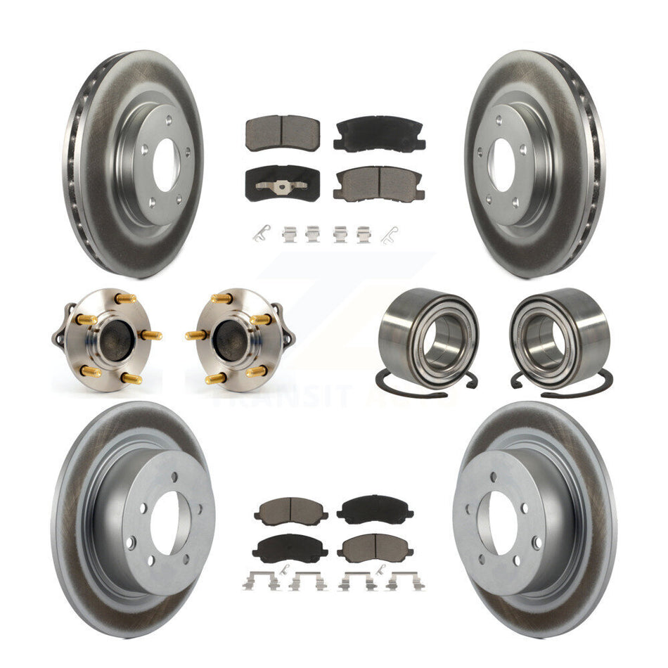 Front Rear Wheel Hub Bearings Assembly Coated Disc Brake Rotors And Ceramic Pads Kit (10Pc) For Mitsubishi Lancer Outlander Sport KBB-117866