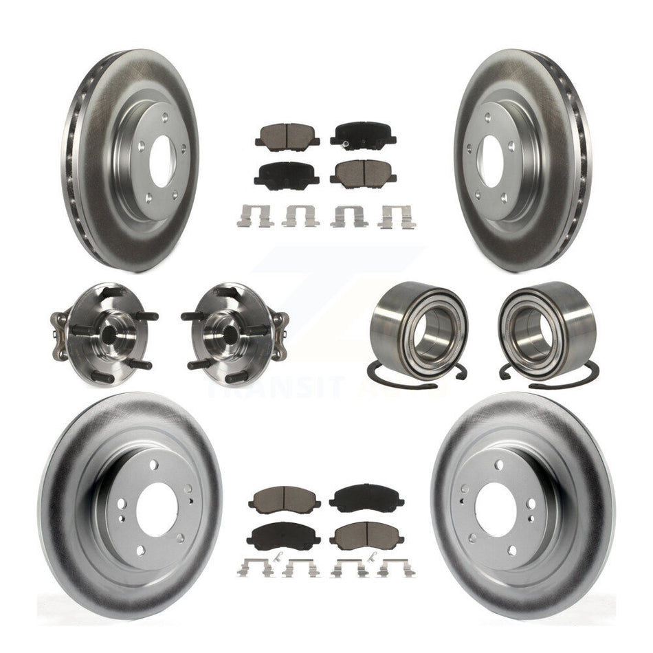 Front Rear Wheel Hub Bearings Assembly Coated Disc Brake Rotors And Ceramic Pads Kit (10Pc) For Mitsubishi Outlander Sport RVR KBB-117877