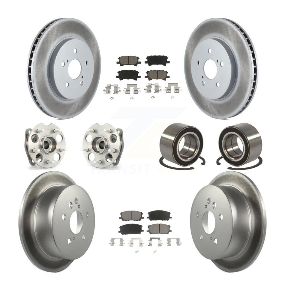 Front Rear Wheel Hub Bearings Assembly Coated Disc Brake Rotors And Ceramic Pads Kit (10Pc) For Lexus Toyota Highlander RX350 RX330 RX400h KBB-117897