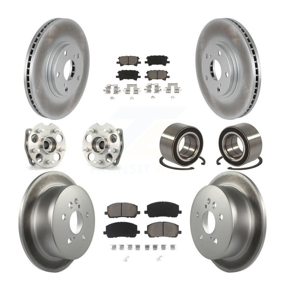 Front Rear Wheel Hub Bearings Assembly Coated Disc Brake Rotors And Ceramic Pads Kit (10Pc) For Toyota Highlander KBB-117898